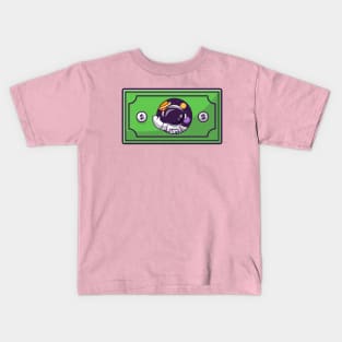 Cute Astronaut Waving Hand On Money Cartoon Kids T-Shirt